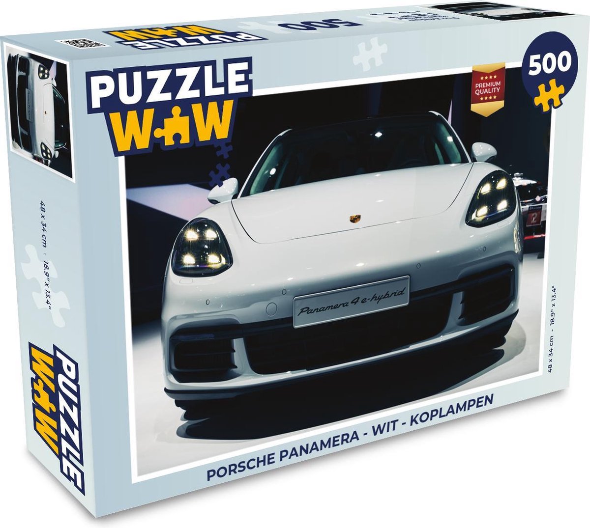 Puzzel Porsche Panamera - Wit - Koplampen - Legpuzzel - Puzzel 500 stukjes