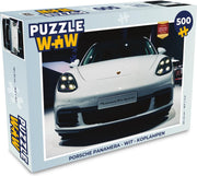 Puzzel Porsche Panamera - Wit - Koplampen - Legpuzzel - Puzzel 500 stukjes