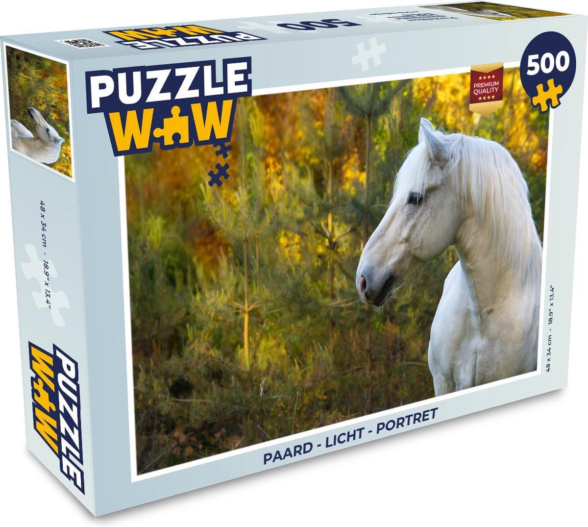 Puzzel Paard - Licht - Portret - Legpuzzel - Puzzel 500 stukjes