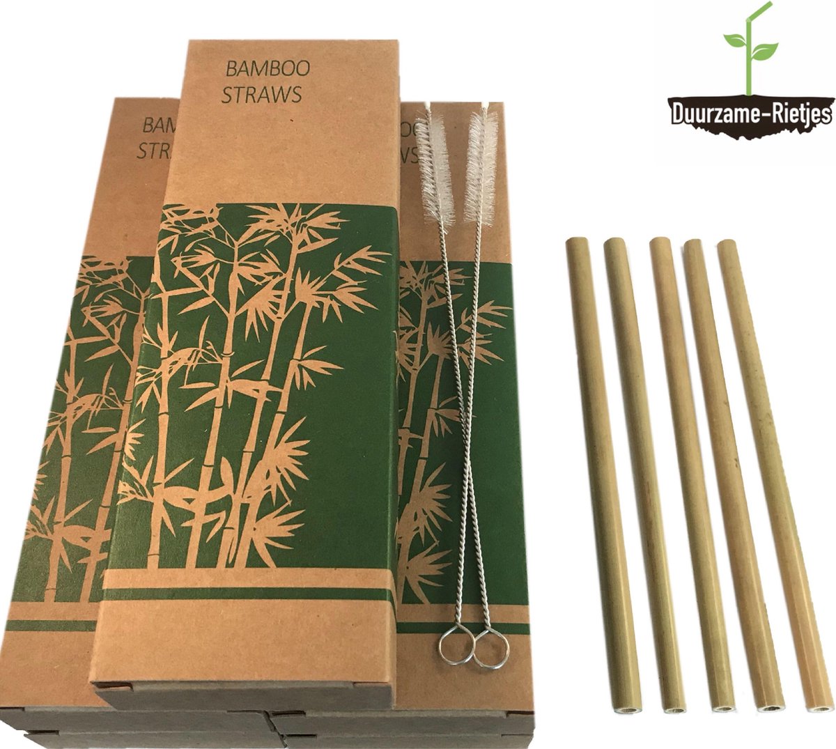 Bamboe rietjes | 100 st | 100% natuurlijke bamboe |  Biologisch afbreeknbaar | Herbruikbare rietjes | Duurzame-Rietjes