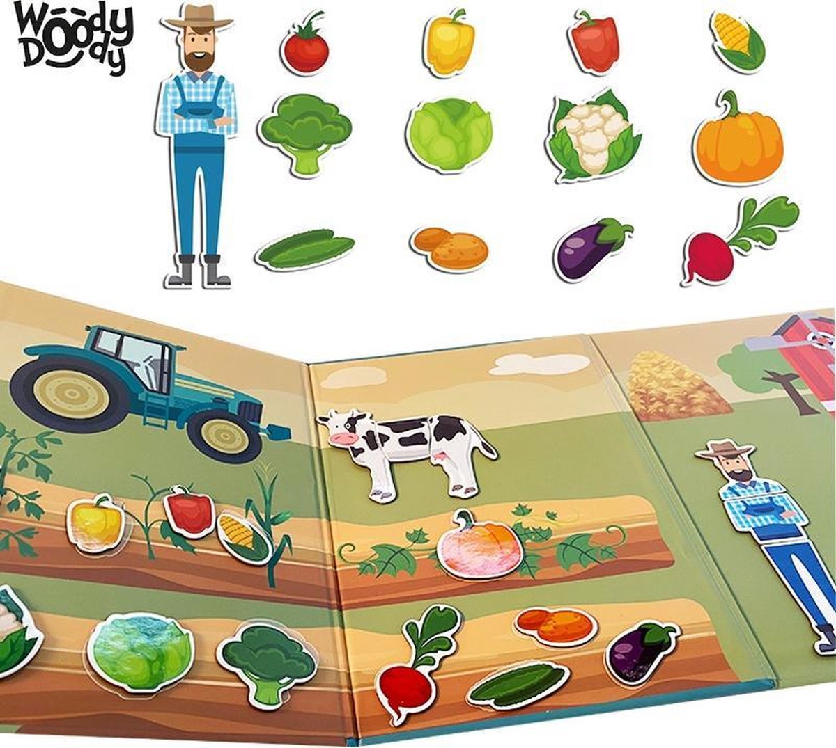 Boerderij Puzzel Magneet Boek Uitklapbaar Plak Speelgoed 3 jaar Memory en Vormen Puzzel Kleurrijk - Creatief Puzzelen Kinderen Boerderij - WoodyDoody