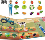 Boerderij Puzzel Magneet Boek Uitklapbaar Plak Speelgoed 3 jaar Memory en Vormen Puzzel Kleurrijk - Creatief Puzzelen Kinderen Boerderij - WoodyDoody