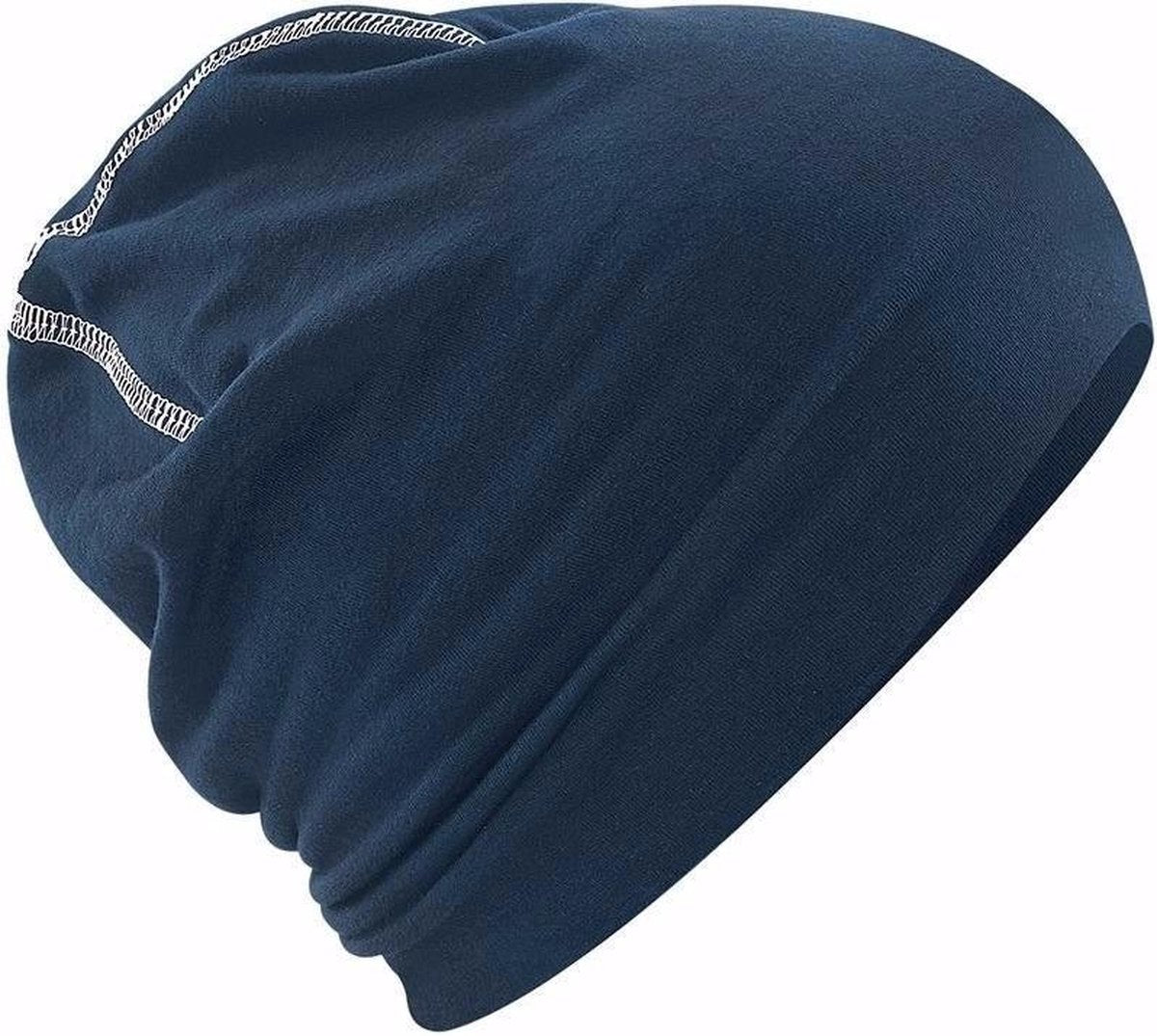 Katoenen sport beanie navy blauw voor volwassenen