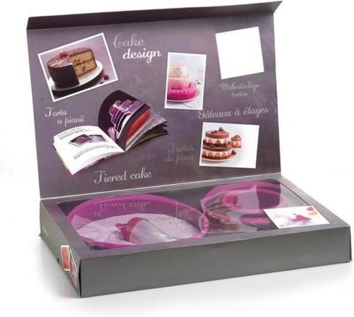 Mastrad Cakeset - Siliconen - 3-laags - Raspberry
