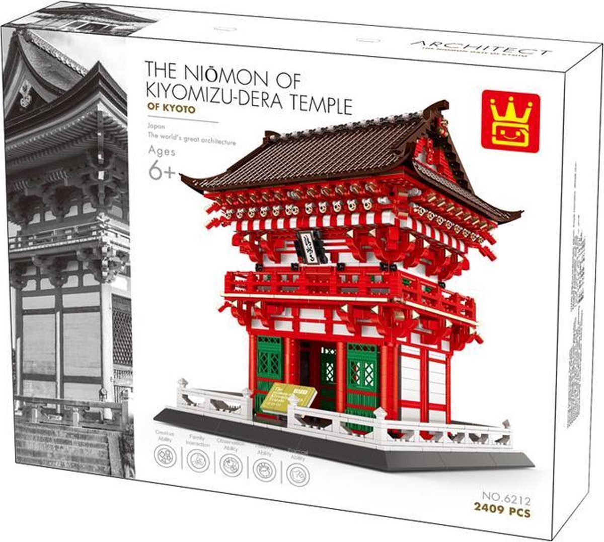 Wange 6212 Architecture - The Niomon of Kiyomizu Dera - 2409 onderdelen - Lego Compatibel -Bouwdoos