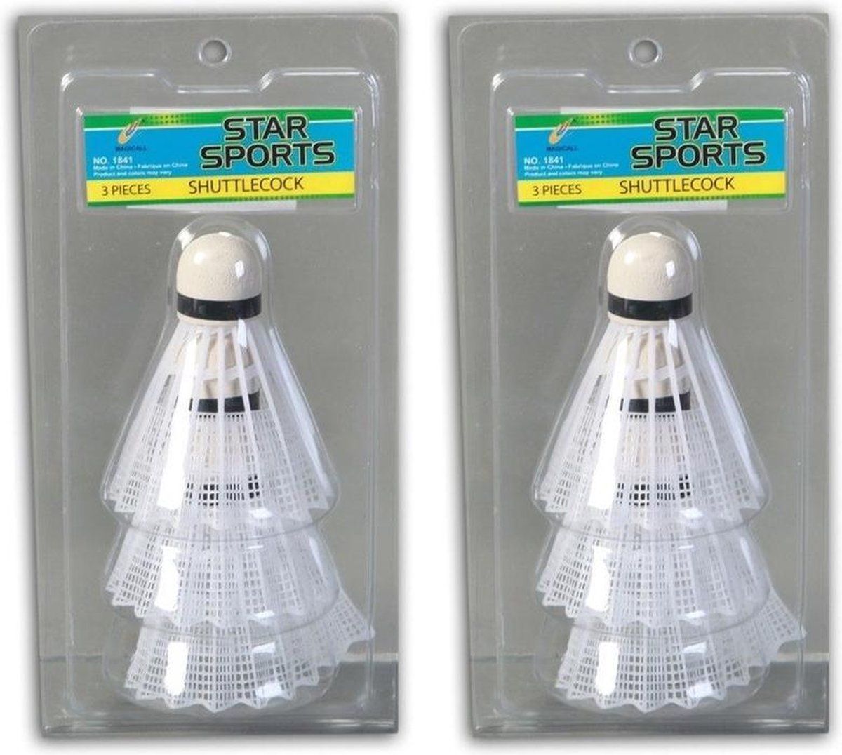 6x Witte badminton shuttles kunststof - 8 cm - Badmintonnen - Buitenspeelgoed voor kinderen/volwassenen