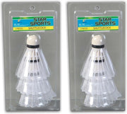 6x Witte badminton shuttles kunststof - 8 cm - Badmintonnen - Buitenspeelgoed voor kinderen/volwassenen