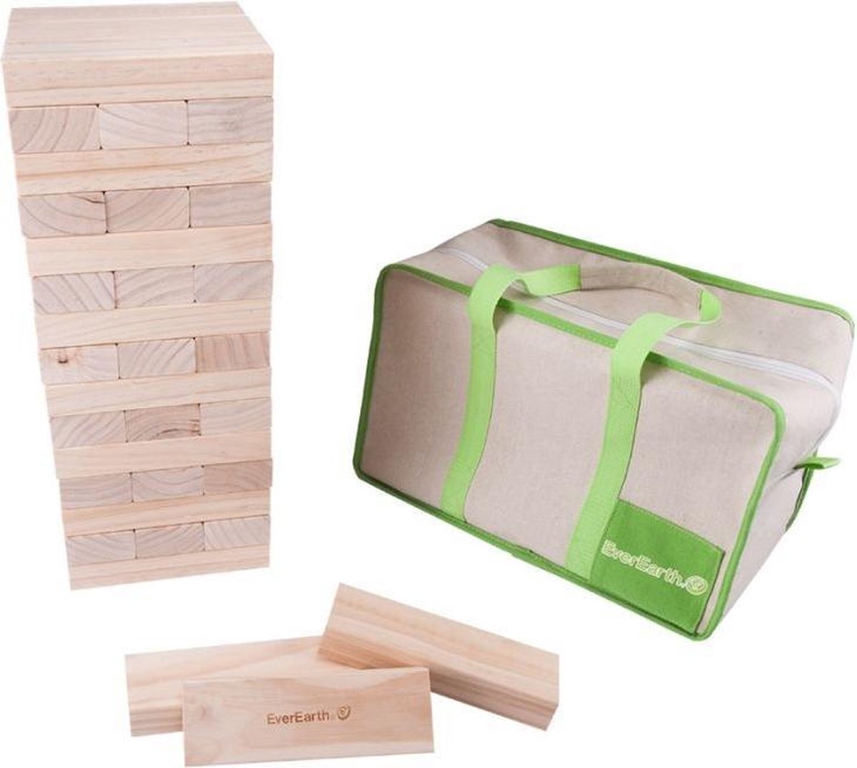 Everearth Houten Bouwtoren Blokken 38 Cm Junior Blank