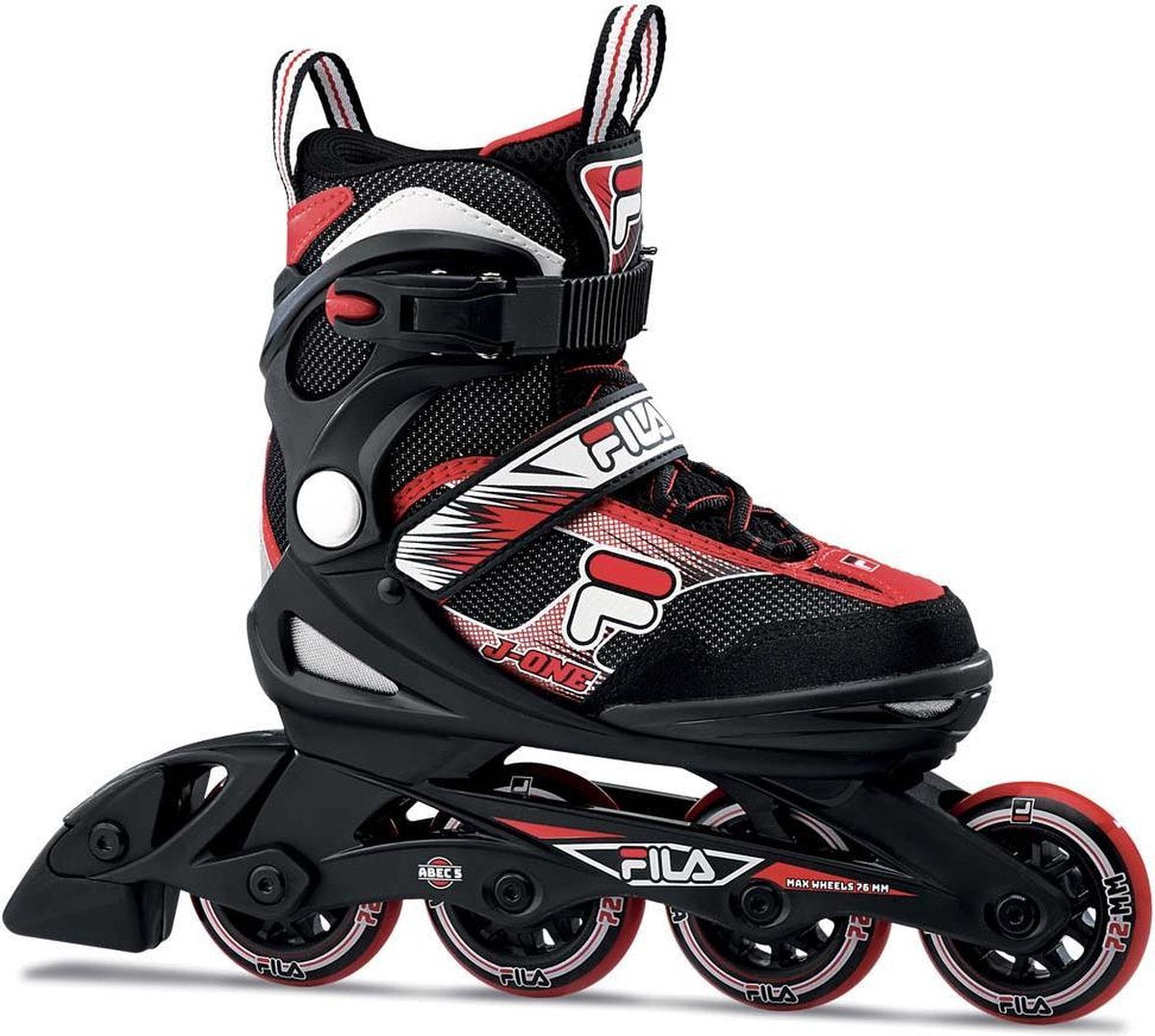 Fila - J-One - Inline skates - Maat 28-32 - Verstelbaar - Zwart - Rood - Wit - Unisex