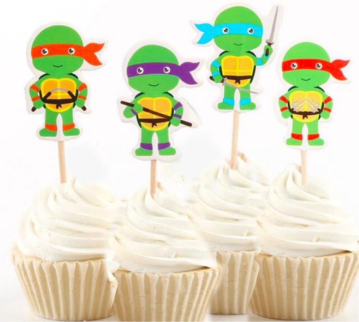 ProductGoods - 48 x Leuke Ninja Turtles cocktailprikkers | Verjaardag | Sateprikkers | Traktatie | Feest | Cake topper decoratie | Prikkers