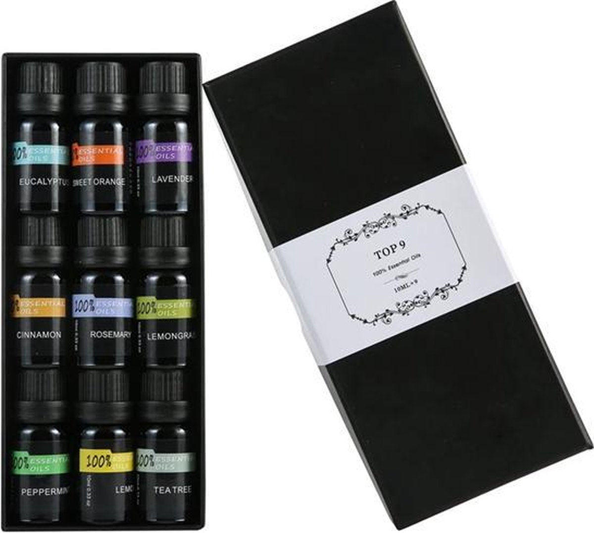 Gift Box Etherische Olie - Aromatherapie – Geurolie voor Aroma Diffuser – 100% Natuurlijke Essentiële Olie Set – TOP 9