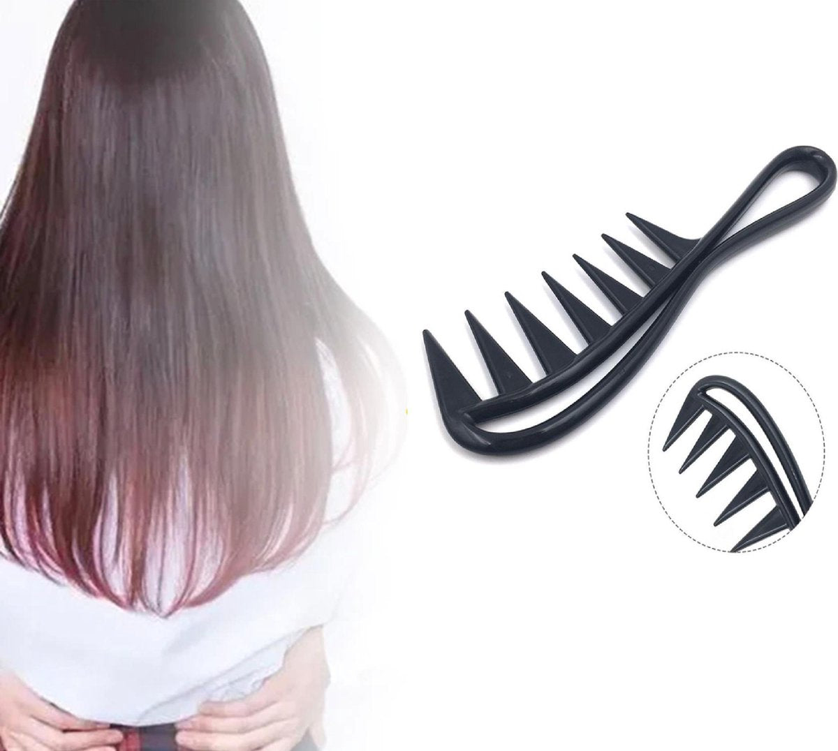 Cabantis Brede Grove Shark Kam|Styling Tool zwart|Kapper Kam|Haar Kam|Anti-klit|Anti-statisch|Zwart