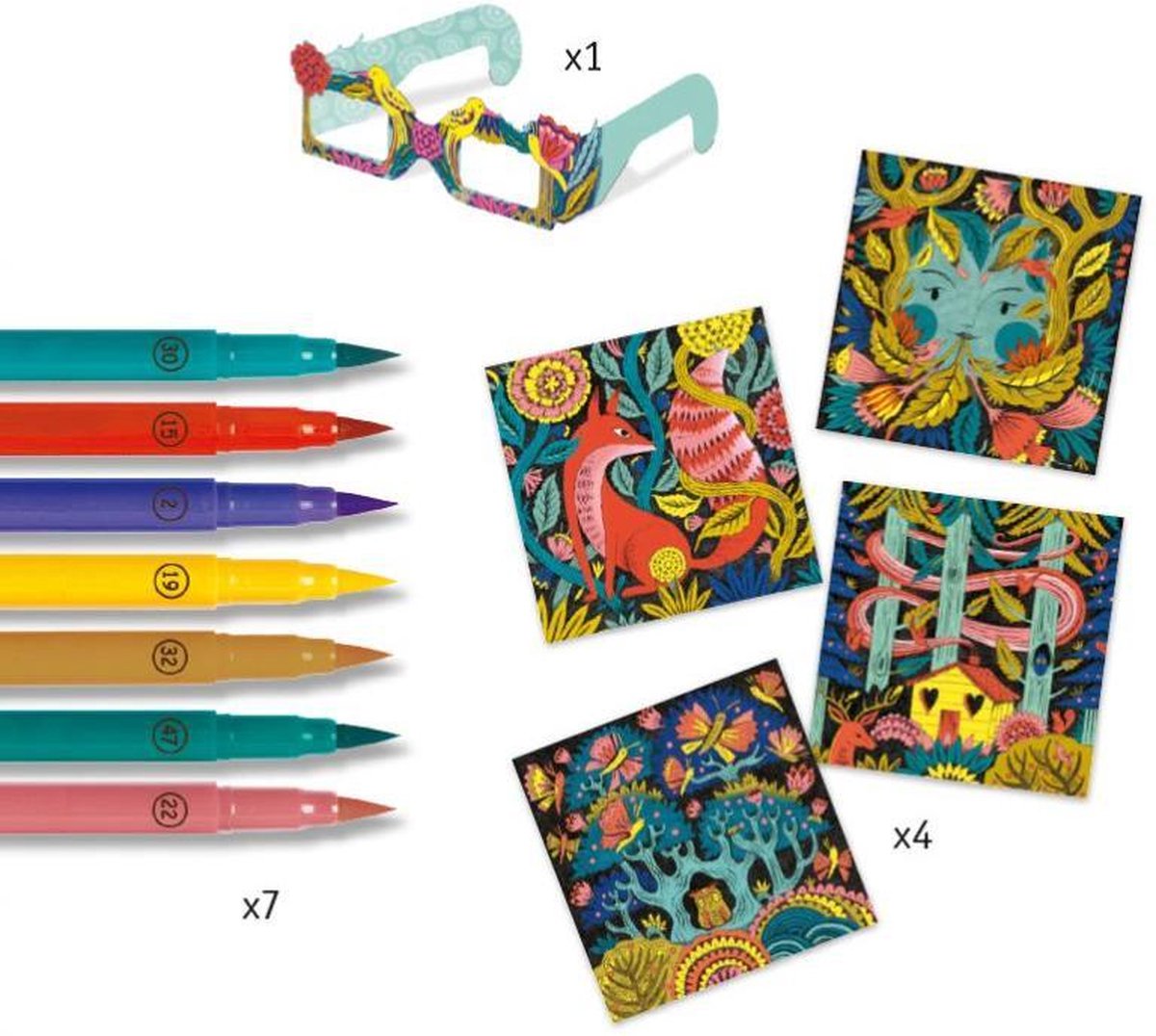 Djeco - Kleuren met 3D-effect Fantasy Forest - 7+