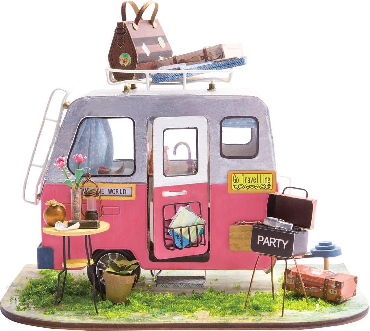 Robotime DIY modelbouw pakket Happy Camper hout/papier/kunststof - 20x13