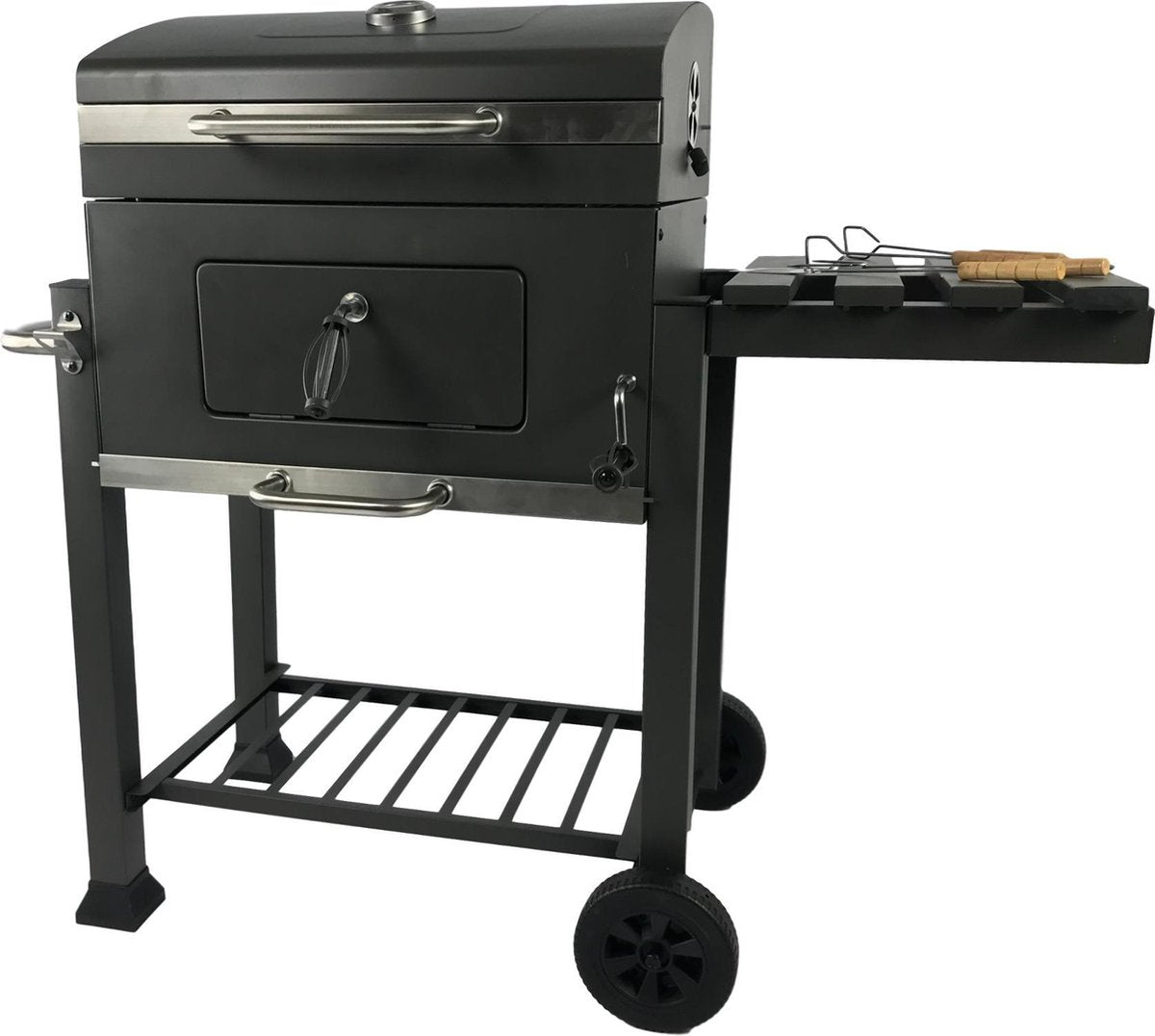 MaxxGarden Houtskoolbarbecue - Grilloppervlak (LxB) 42 x 42 cm - Staal - Met handgeep - Zwart