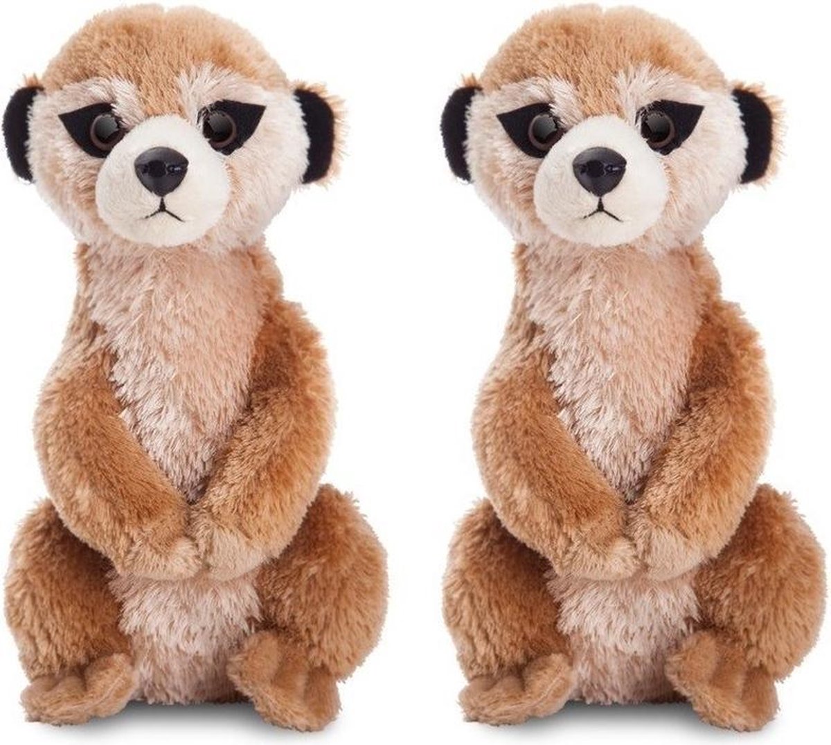 2x Pluche stokstaart knuffels vader en moeder 20 cm - Knuffelfamilie