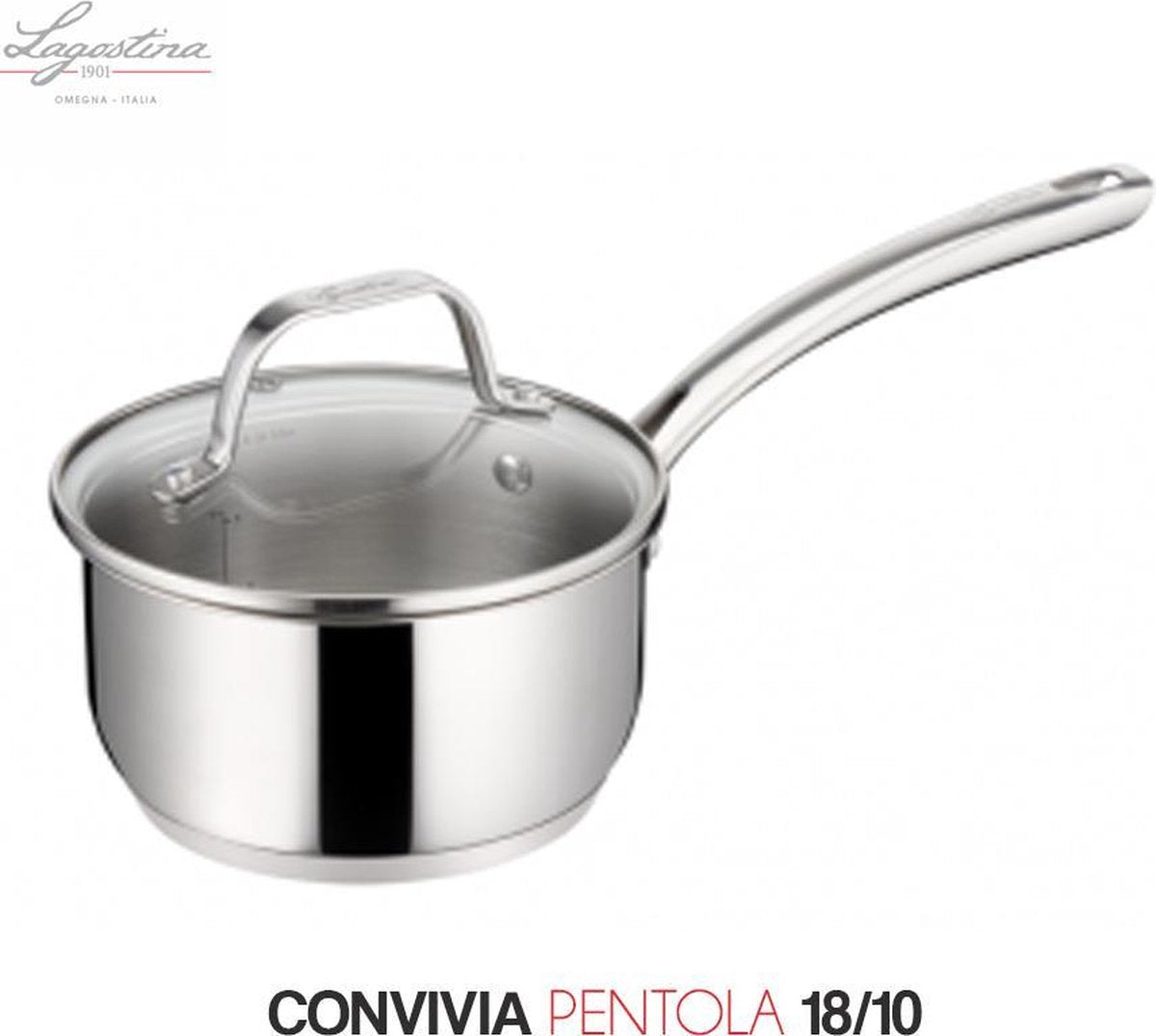 Lagostina Convivia 18/10 Roestvrij Staal Hoogglans Steelpan Met Deksel | 20 cm | 3