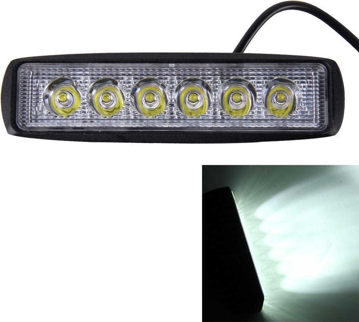 DC 10-30V 18W 1500LM 6500K Waterdichte voertuigauto Boot Marine Externe werklichten Noodverlichting 30 graden Verstelbare spotlicht LED Car Bulbs met 6 intense Wafer LED-lampjes (wit licht)