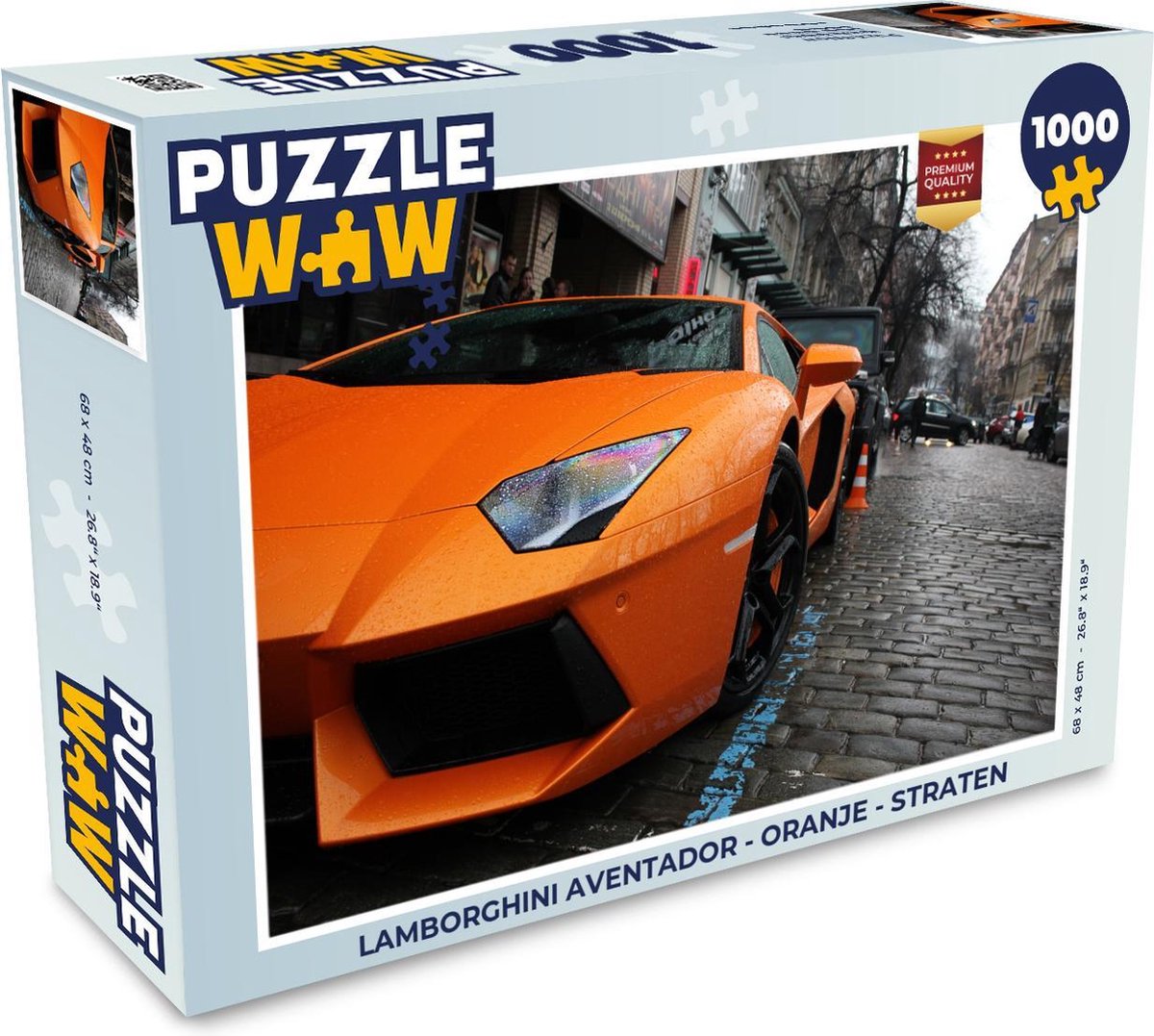 Puzzel Lamborghini Aventador - Oranje - Straten - Legpuzzel - Puzzel 1000 stukjes volwassenen