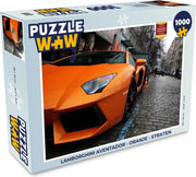 Puzzel Lamborghini Aventador - Oranje - Straten - Legpuzzel - Puzzel 1000 stukjes volwassenen