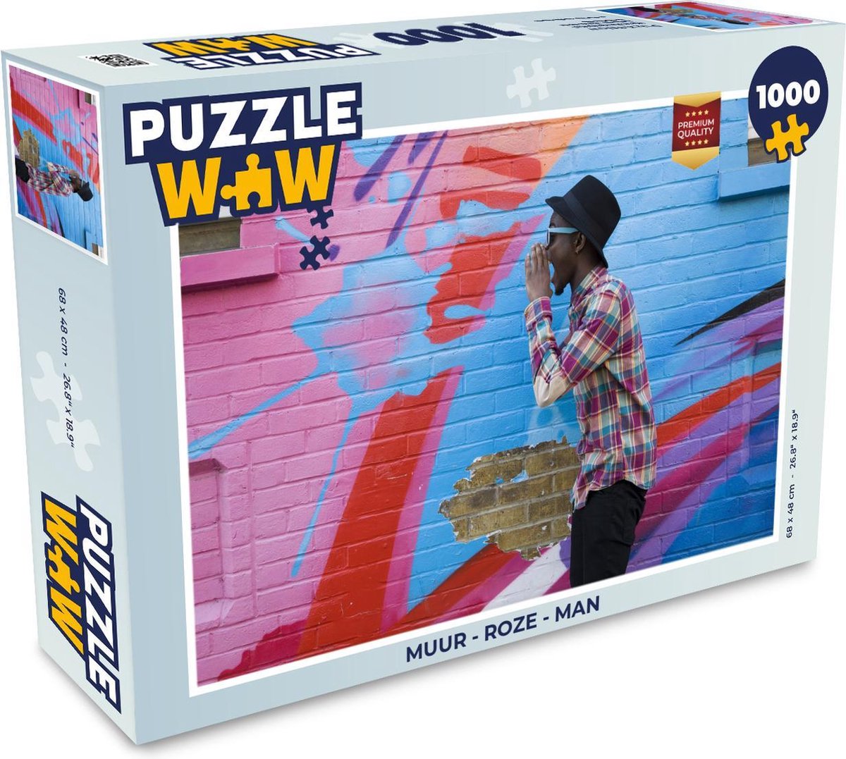 Puzzel Muur - Roze - Man - Legpuzzel - Puzzel 1000 stukjes volwassenen