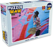 Puzzel Muur - Roze - Man - Legpuzzel - Puzzel 1000 stukjes volwassenen