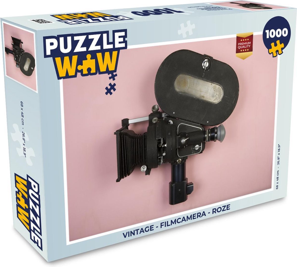 Puzzel Vintage - Filmcamera - Roze - Legpuzzel - Puzzel 1000 stukjes volwassenen