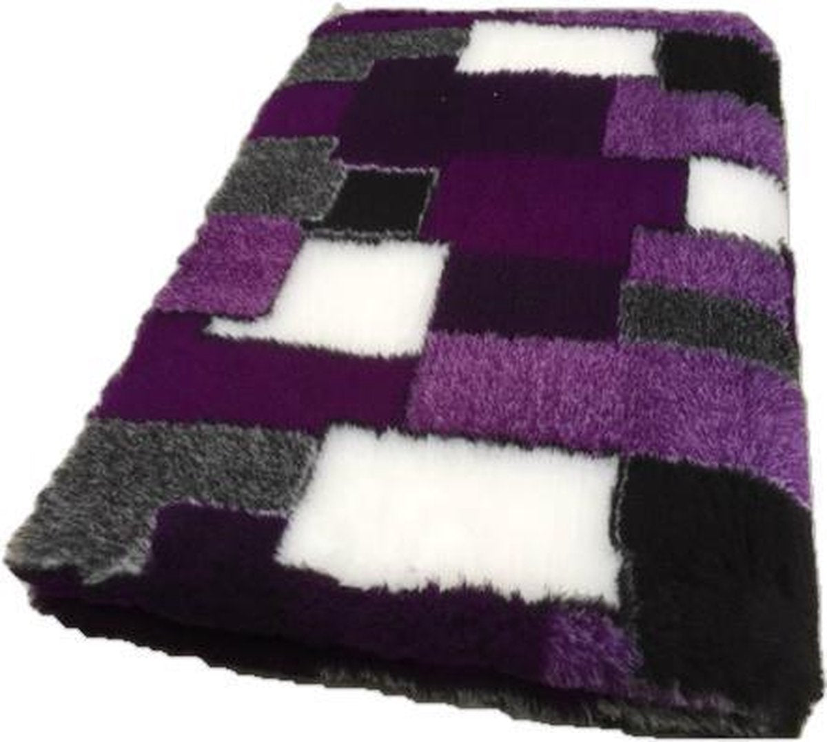 Vetbed Hondendeken Dierenmat - Dierendeken - Patchwork Zwart Grijs Paars Wit - latex anti-slip 150 x 100 cm - machine wasbaar