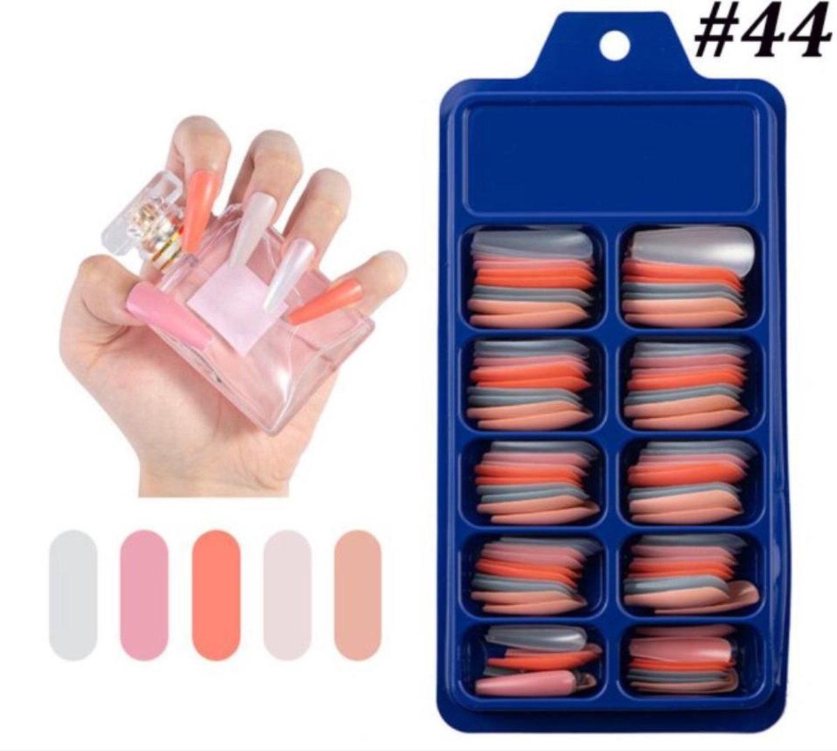 Nepnagels - set van 100 - soft naturel kleuren - verschillende maten - plaknagels Sparkolia