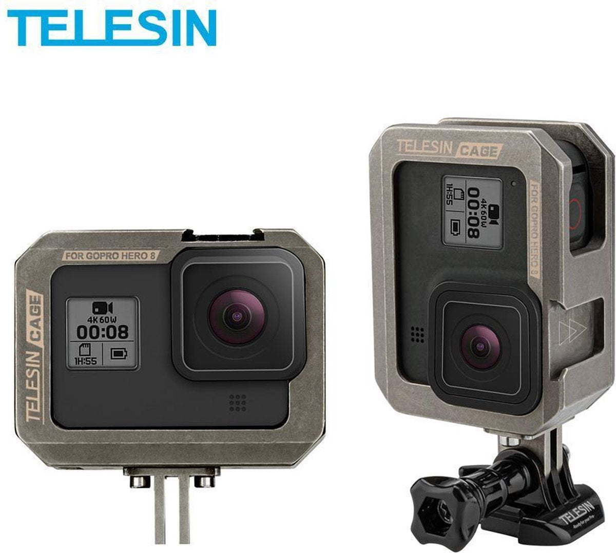PRO SERIES Frame Behuizing Case Verticale/Horizontale Bumper Aluminium voor GoPro Hero (2018) 5 / 6 en 7 Black
