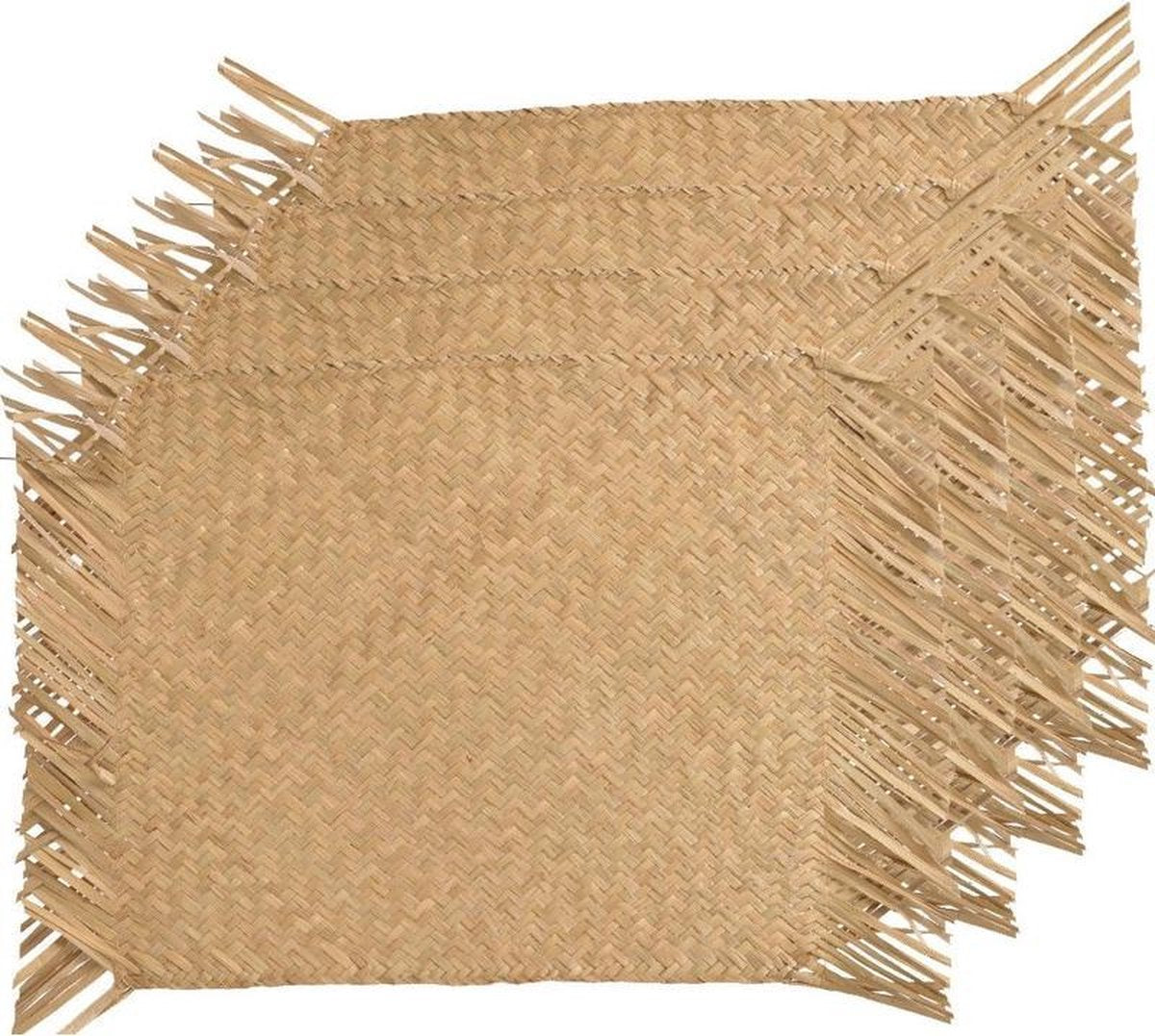 4x Beige/naturel gevlochten placemats 30 x 45 cm rechthoek - Eco/duurzaam thema tafeldecoraties versieringen