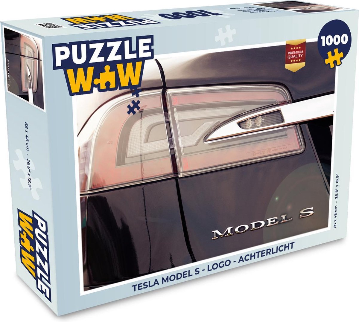 Puzzel Tesla Model S - Logo - Achterlicht - Legpuzzel - Puzzel 1000 stukjes volwassenen