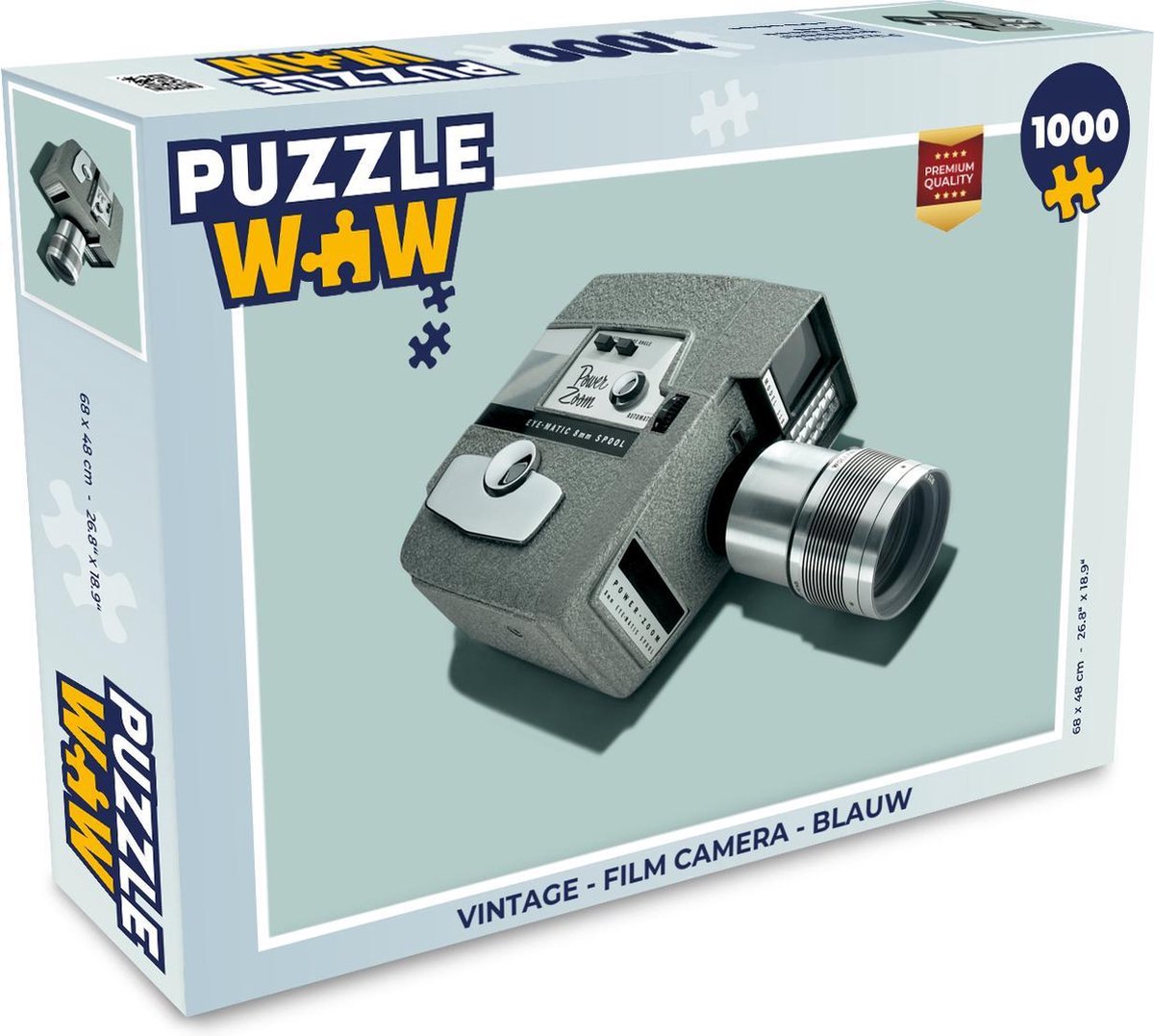 Puzzel Vintage - Film camera - Blauw - Legpuzzel - Puzzel 1000 stukjes volwassenen
