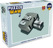 Puzzel Vintage - Film camera - Blauw - Legpuzzel - Puzzel 1000 stukjes volwassenen