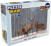 Puzzel Hert - Bos - Winter - Legpuzzel - Puzzel 1000 stukjes volwassenen