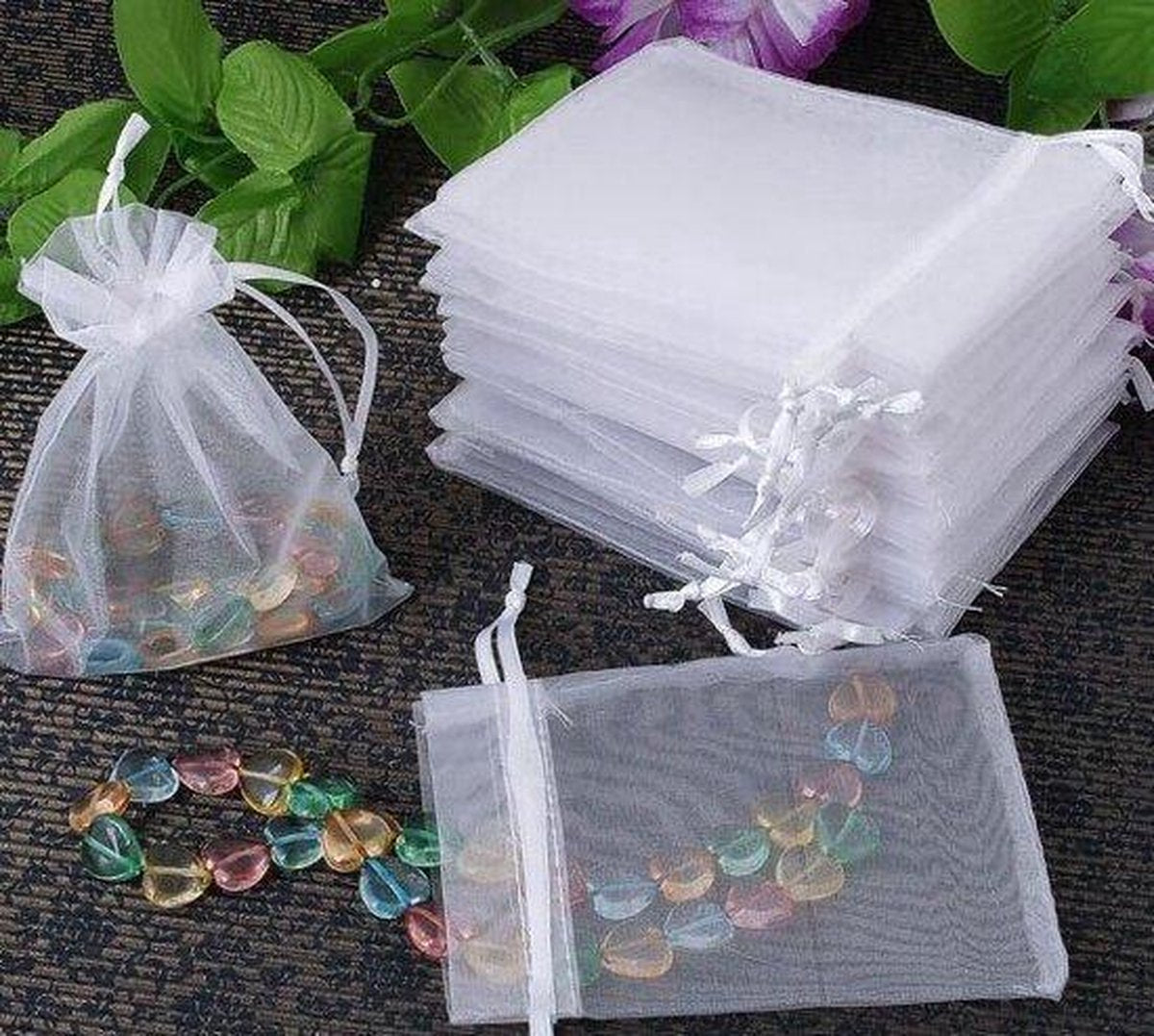 50 Stuks Organza Cadeauzakje - Kado Zakjes - Cadeautasje 10 bij 15 CM- Zakjes - Organza Stof