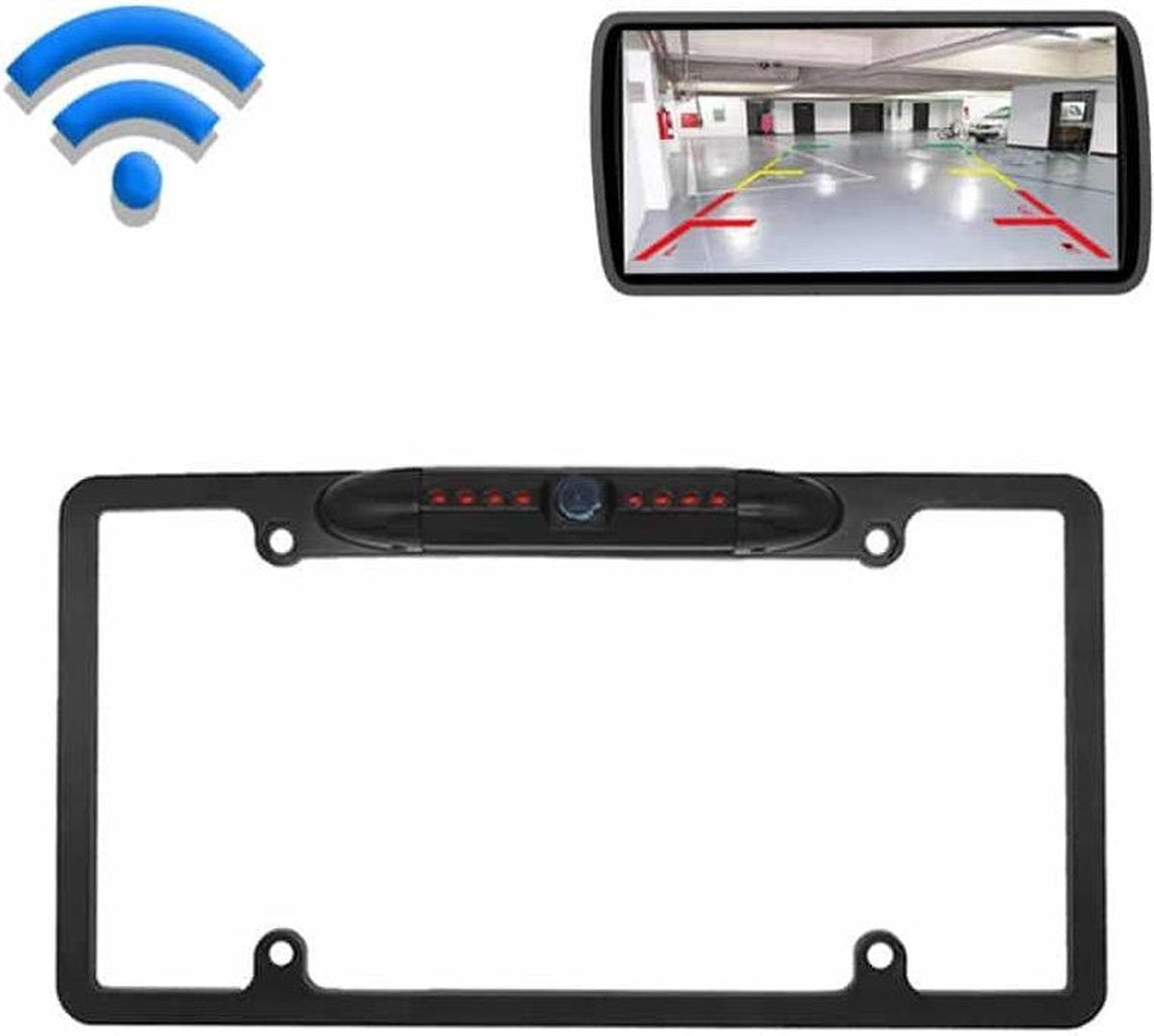 US Kentekenplaat Frame WiFi Draadloze Auto Achteruitrijcamera Groothoek Starlight Nachtzicht Camera
