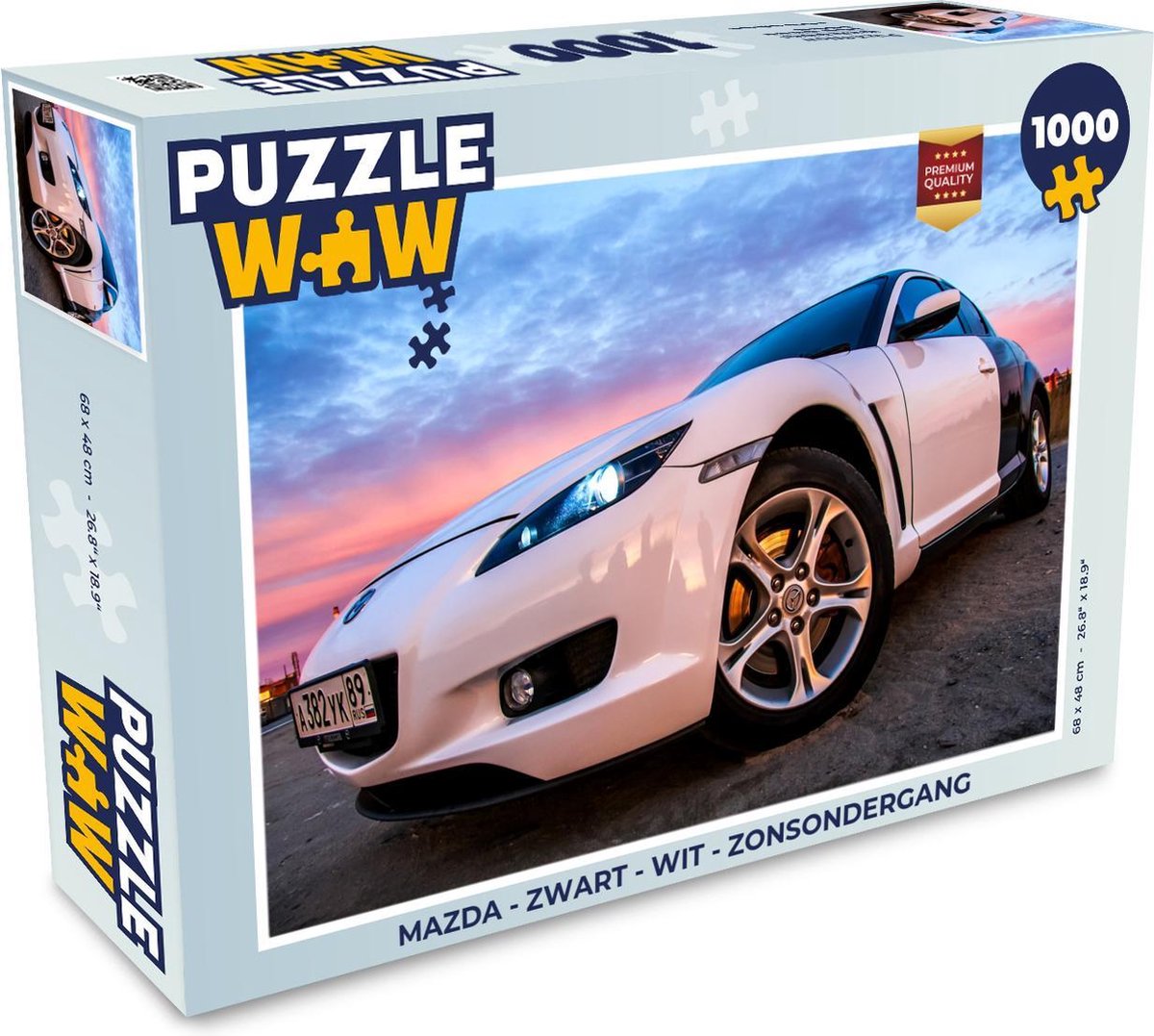 Puzzel Mazda - Zwart - Wit - Zonsondergang - Legpuzzel - Puzzel 1000 stukjes volwassenen