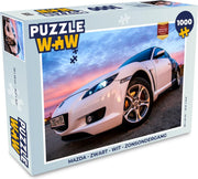Puzzel Mazda - Zwart - Wit - Zonsondergang - Legpuzzel - Puzzel 1000 stukjes volwassenen