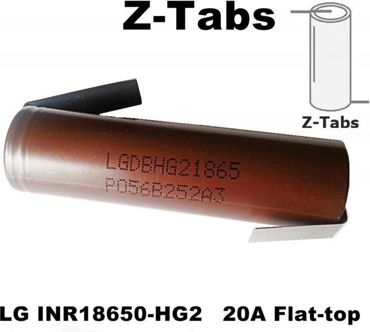 1 Stuk - Type - Z-Soldeerlippen - LG INR18650-HG2 20A 3000mAh 3.6V