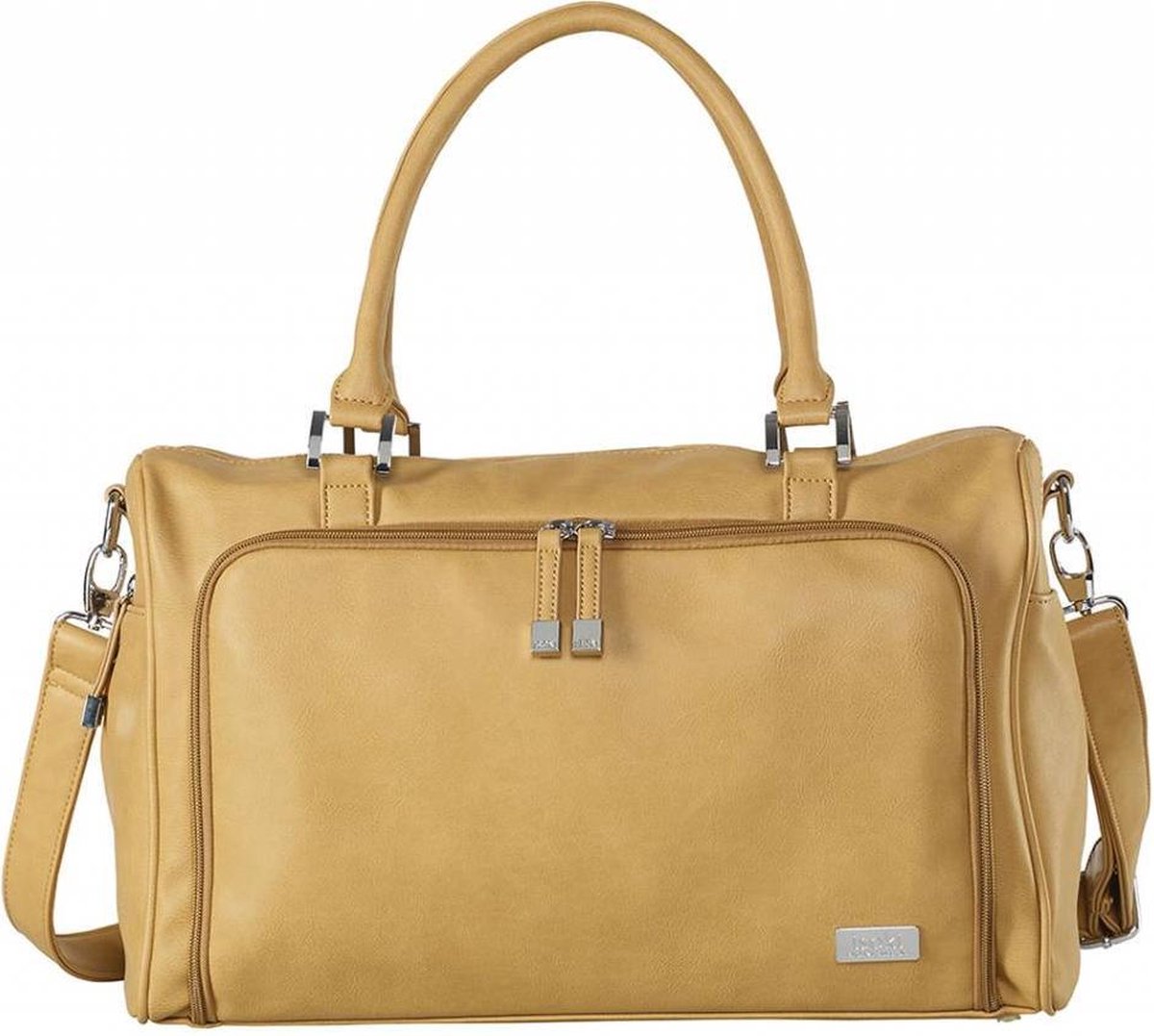 Isoki Luiertas Double Zip Satchel Sorrento Camel Luiertas Satchel Nappy Bag Tan