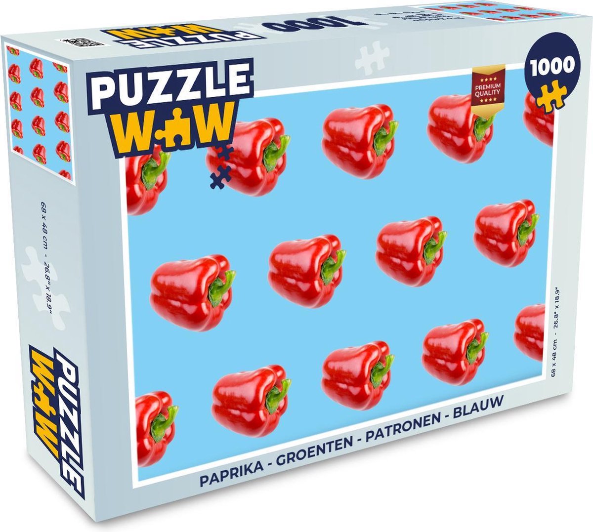 Puzzel - Puzzel 1000 stukjes volwassenen - Paprika - Groenten - Patronen - Blauw - Legpuzzel