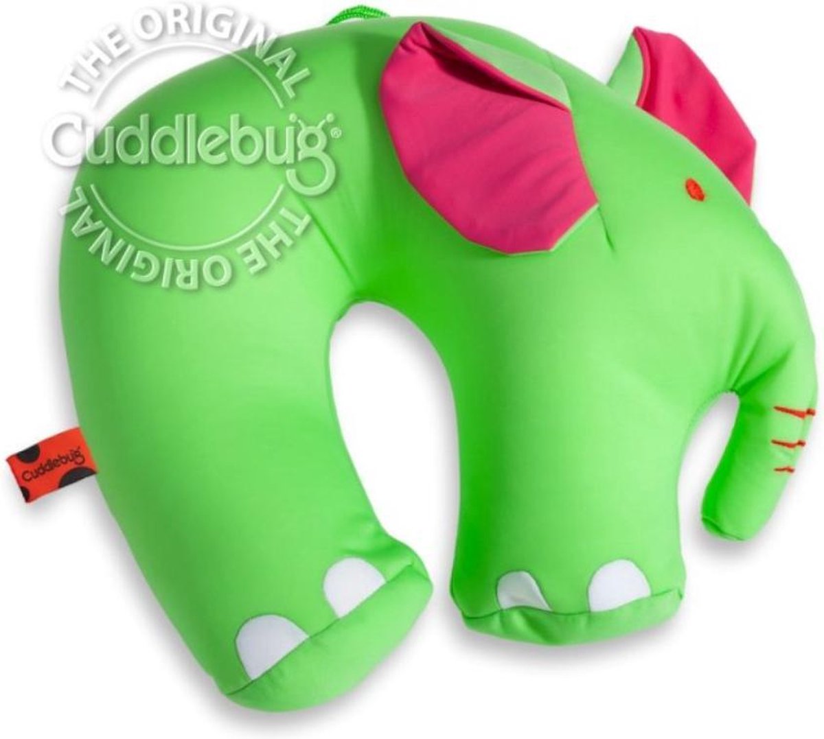 Cuddlebug U-Elephant - Kampeerkussen - Groen