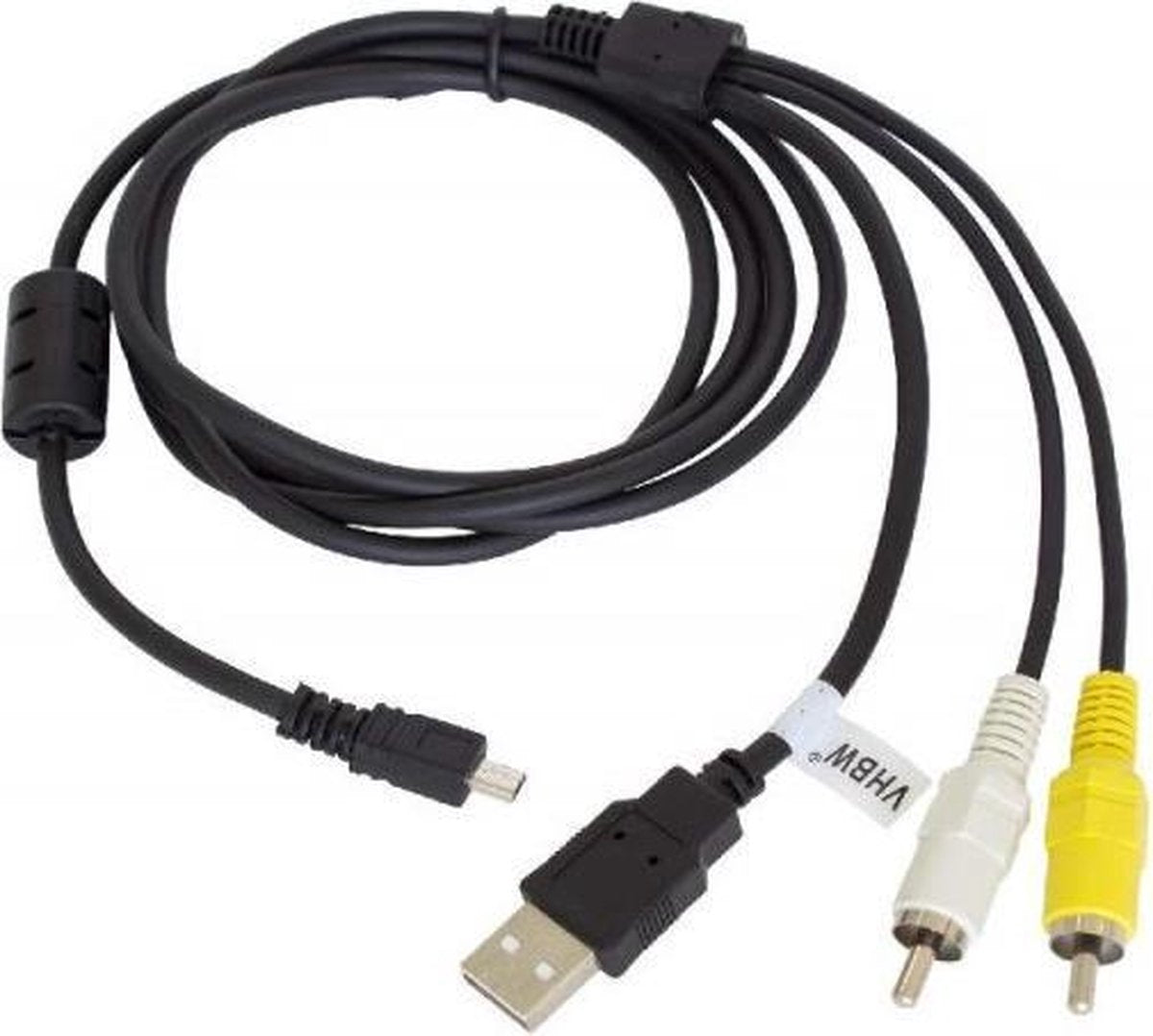 VHBW Camera 8-pins naar Tulp composiet A/V en USB-A kabel - USB2.0 - tot 1A / zwart - 1