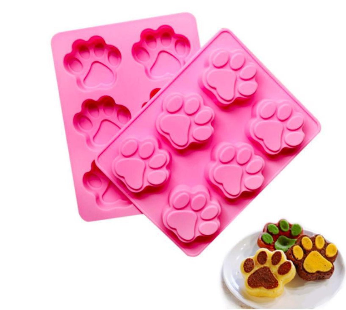 ProductGoods - Siliconen Bakvorm Pootjes Cake Vorm - Kattenpootjes - Fondant & Koekjes Vormen - Cakevorm - Bakvorm - Bakset - Koek Vormpjes - 6 Poten/Vormen - Bakvormen