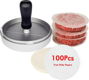 Hamburgerpers - Hamburgermaker - Hamburger - Pers - Barbecue - Eten - BBQ accessoires - Inclusief 100st. bakpapier