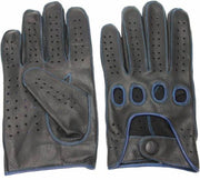 Swift racing leren auto handschoenen | mannen / vrouwen | zwart-blauw | maat L