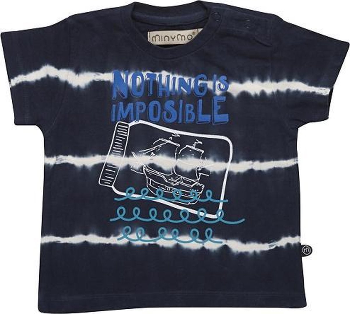 Minymo - jongens T-shirt - tie dye - blauw - Maat 92