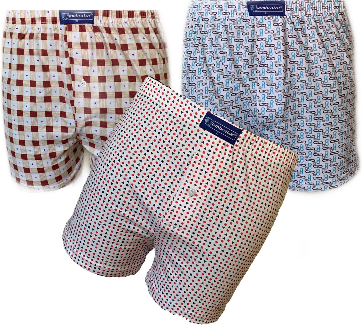 Embrator 3-stuks mannen Boxershorts Loose Fit katoen maat XL