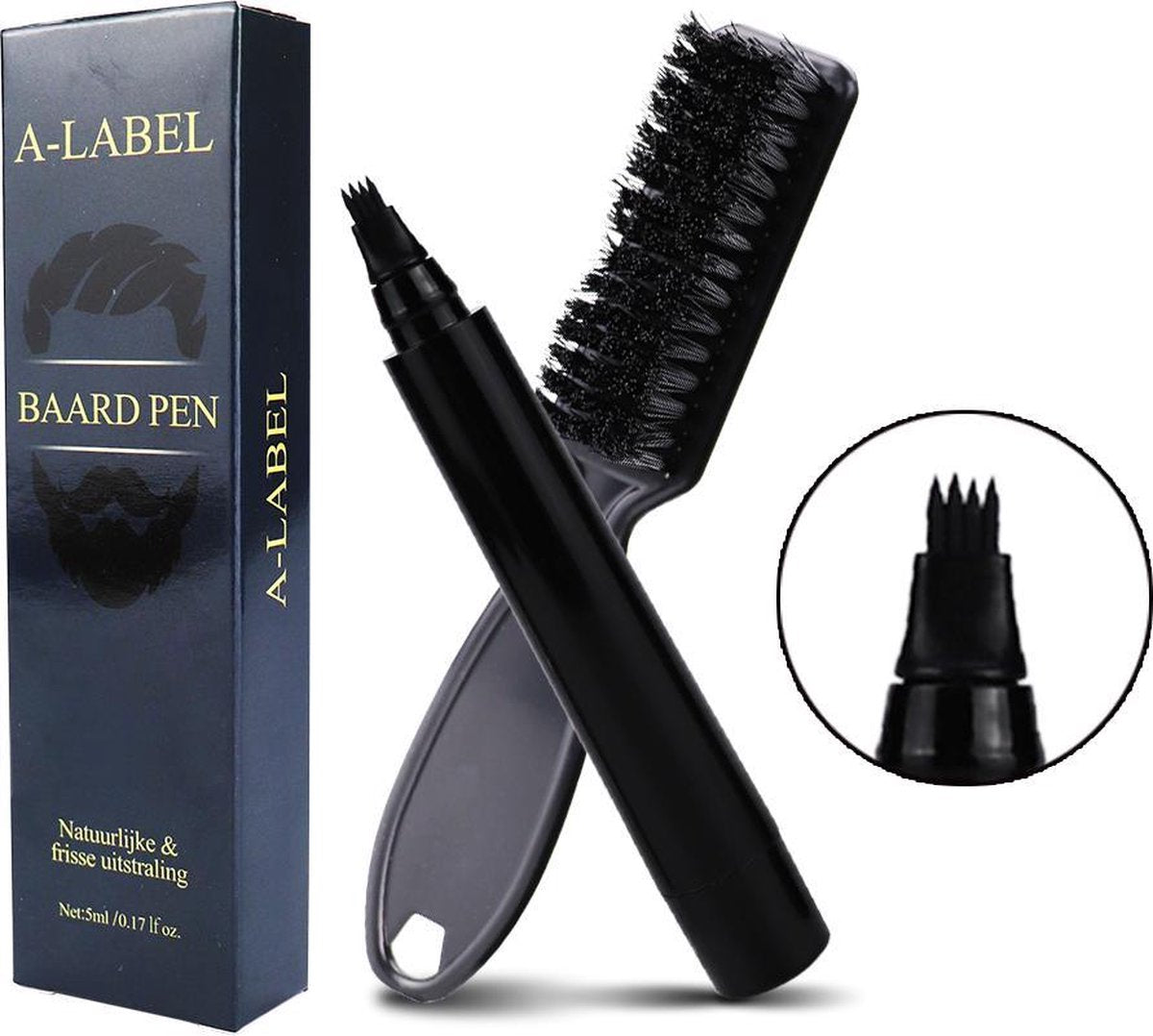 Baard pen zwart + INCLUSIEF BORSTEL - Cadeau - Baardpen - Beard pen - baardstift - baardborstel - baard pen - baardgroei - beardkit - wenkbrauw stift - zwart
